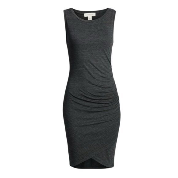 Treasure & Bond Dresses & Skirts - Treasure & Bond Sheath Mini Dress Size XS Gray Heathered Ruched Sleeveless Knit